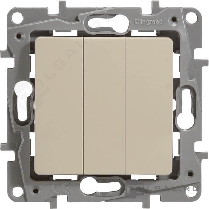 Выключатель Etika, трехклавишный, без подсветки, цвет - слоновая кость